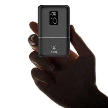 Sign Mini Q.C Powerbank z zaslonom 10.000 mAh - črna