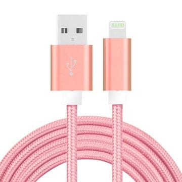 Sign USB kabel s priključkom Lightning za iPhone in iPad, 2,1 A, 2 m - roza