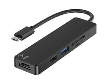 Sign 5-v-1 USB-C adapter HDMI 4K MicroSD, max 15W, 5V, 3A - črn