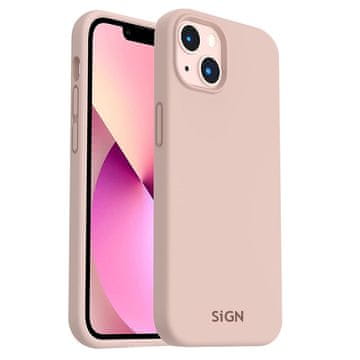 Sign Tekoči silikonski ovitek za iPhone 14 Plus - peščeno roza