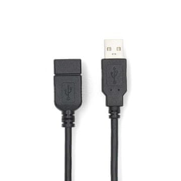 Nedis USB kabel | USB 2.0 | USB-A moški–USB-A ženski | 480 Mb/s | Ponikljan | 3,00 m | Okrogel | PVC | Črn