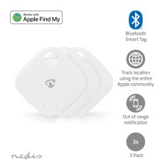 Nedis Iskalnik predmetov | Apple Find My | Bluetooth 5.1 | 3 baterije CR2032 priložene | Baterija do 1 leta | Bel | 3 kosi