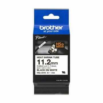 Brother trak HSE231E bel/črn 11,2mm termo skrčljiv