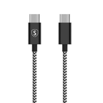 No Name Skin USB-C v USB-C kabel 2,1 A, 0,25 m - črno/bel