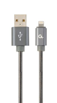 Gembird USB kabel[USB 2.0] - USB A (M) - Lightning (M) kabel, 2 m, Siva (CC-USB2S-AMLM-2M-BG)