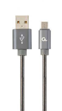 Gembird USB kabel[USB 2.0] - USB A (M) - microUSB (M) kabel, 2 m, Siva (CC-USB2S-AMmBM-2M-BG)