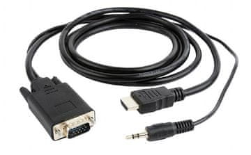 Gembird HDMI kabel [HDMI 1.4] - HDMI (M) - VGA/3 (M) adapter, 1,8 m, črna (A-HDMI-VGA-03-6)