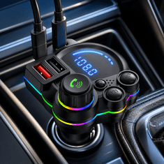 JOIRIDE® Bluetooth FM oddajnik za avto, prostoročno telefoniranje, Bluetooth 5.3, USB QC 3.0, USB-C PD 20 W, 12–24 V | FMONIC