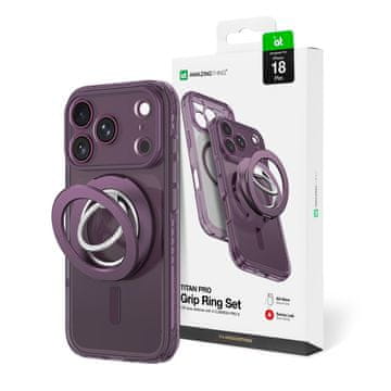 Titan AmazingThing Titan Pro Ring Etui za iPhone 18 Pro z Zaščito Kamere, MagSafe - Vijolična