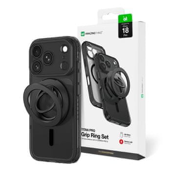 Titan AmazingThing Titan Pro Ring Etui za iPhone 18 Pro z Zaščito Kamere, MagSafe - Črn