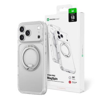 Titan AmazingThing Titan Pro Spin Etui za iPhone 18 Pro, Vrtljiv Prstan, MagSafe - Prozoren