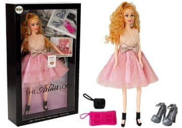 slomart LEAN TOYS Punčka modelka, svetlolaska, 28 cm, s torbico in salonarji