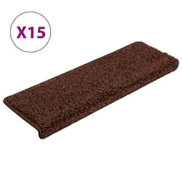 Vidaxl Stopniščne preproge 15 kosov 65x21x4 cm rjave pravokotne robove