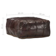 Vidaxl Tabure temno rjav 60x60x30 cm pravo kozje usnje