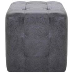 Vidaxl Tabure 2 kosa siv 30x30x30 cm umetno usnje semiš