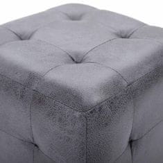Vidaxl Tabure 2 kosa siv 30x30x30 cm umetno usnje semiš