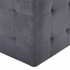Vidaxl Tabure 2 kosa siv 30x30x30 cm umetno usnje semiš