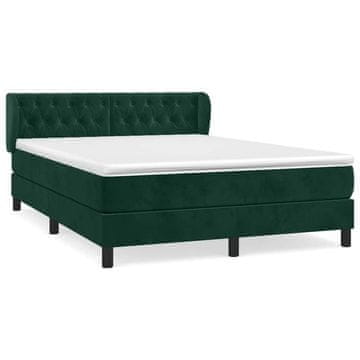 Vidaxl Box spring postelja z vzmetnico temno zelen 140x190 cm žamet
