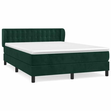 Vidaxl Box spring postelja z vzmetnico temno zelen 140x190 cm žamet
