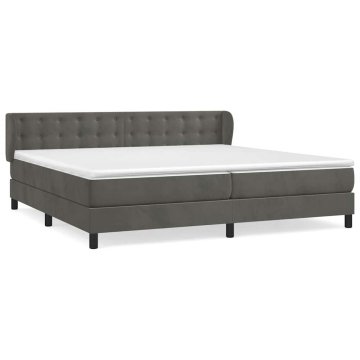 Vidaxl Box spring postelja z vzmetnico temno siva 200x200 cm žamet