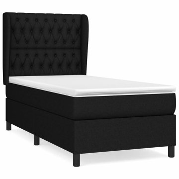 Vidaxl Box spring postelja z vzmetnico črn 90x190 cm blago