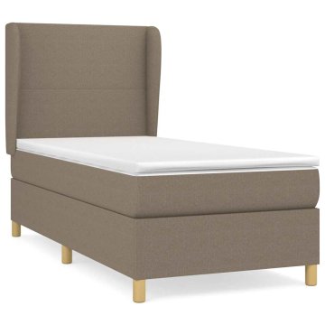 Vidaxl Box spring postelja z vzmetnico taupe 90x200 cm blago