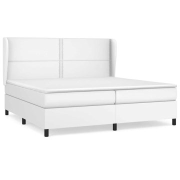 Vidaxl Box spring postelja z vzmetnico bela 200x200 cm umetno usnje