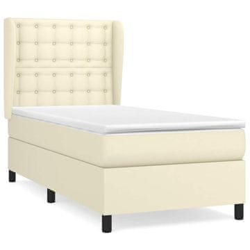 Vidaxl Box spring postelja z vzmetnico krem 90x190 cm umetno usnje