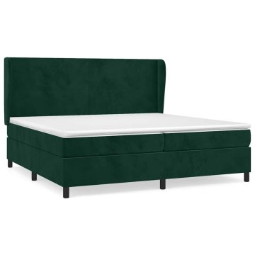 Vidaxl Box spring postelja z vzmetnico temno zelena 200x200 cm žamet