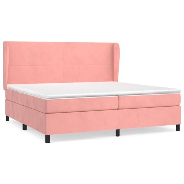 Vidaxl Box spring postelja z vzmetnico roza 200x200 cm žamet