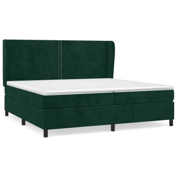 Vidaxl Box spring postelja z vzmetnico temno zelena 200x200 cm žamet