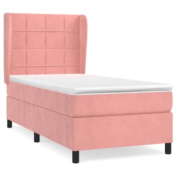 Vidaxl Box spring postelja z vzmetnico roza 80x200 cm žamet
