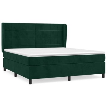 Vidaxl Box spring postelja z vzmetnico temno zelena 160x200 cm žamet