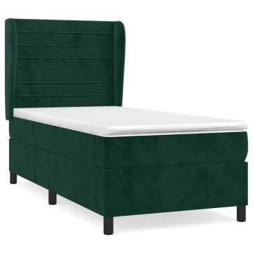 Vidaxl Box spring postelja z vzmetnico temno zelena 80x200 cm žamet