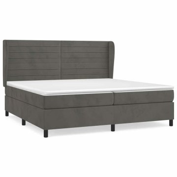 Vidaxl Box spring postelja z vzmetnico temno siva 200x200 cm žamet