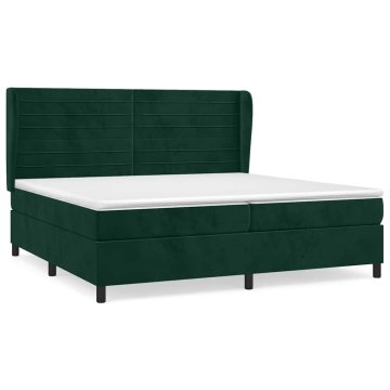 Vidaxl Box spring postelja z vzmetnico temno zelena 200x200 cm žamet