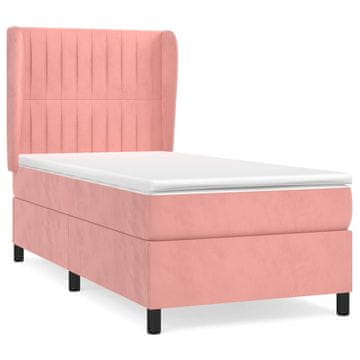 Vidaxl Box spring postelja z vzmetnico roza 90x190 cm žamet