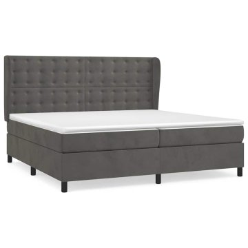 Vidaxl Box spring postelja z vzmetnico temno siva 200x200 cm žamet