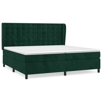 Vidaxl Box spring postelja z vzmetnico temno zelena 200x200 cm žamet
