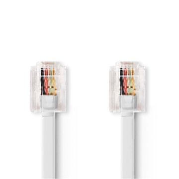 Nedis Telekomunikacijski kabel | RJ11 Moški | RJ11 Moški | 10,0 m | Izvedba kabla: Ploščat | Prevleka: pozlačeno | Vrsta kabla: RJ11 | Bela