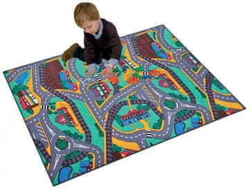 Alltoys Otroška igralna preproga s cestami, hišami in naravo, 95 × 133 cm