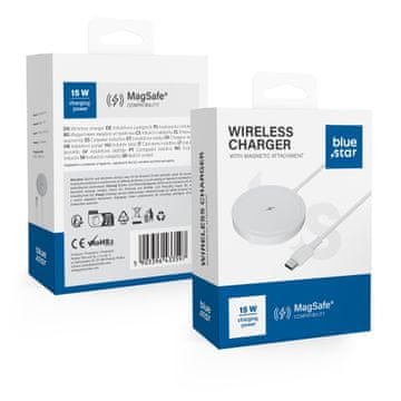 Blue Star Brezžični polnilnik BLUE STAR Charing Pad 15 W, združljiv z MagSafe, bel