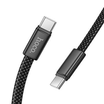 Hoco Kabel USB-C na USB-C Hoco 3A 60 W, ploščat, 1 m, X125, črn