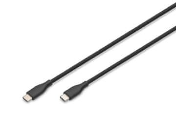 Digitus USB-C silikonski polnilni kabel USB-C na USB-C USB 2.0 60W 0,5m črn AK-300341-005-S