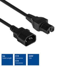 ACT AK5339 C14 - C15 3 m Visokotemperaturni omrežni napajalni kabel črn