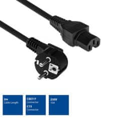 ACT AK5313 napajalni kabel omrežni konektor Schuko CEE 7/7 moški (kotni) - C15 IEC 60320 2m črn