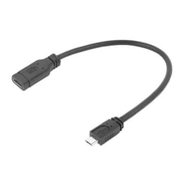 ACT Adapterski kabel AC7464 USB Type-C ženski na USB micro B 2.0 moški 0,2 m črn