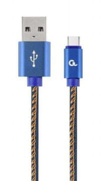 Gembird CC-USB2J-AMCM-2M-BL Premium jeans (denim) USB kabel tipa C s kovinskimi konektorji 2 m moder USB A (M) - USB C (M)