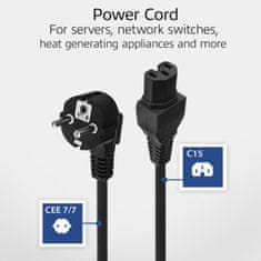 ACT AK5313 napajalni kabel omrežni konektor Schuko CEE 7/7 moški (kotni) - C15 IEC 60320 2m črn