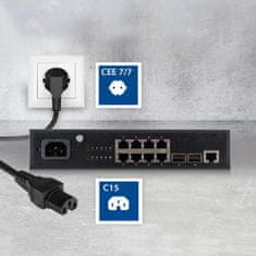 ACT AK5313 napajalni kabel omrežni konektor Schuko CEE 7/7 moški (kotni) - C15 IEC 60320 2m črn